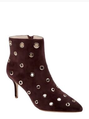 L’Agence Brown Suede Grommet Ankle Boots